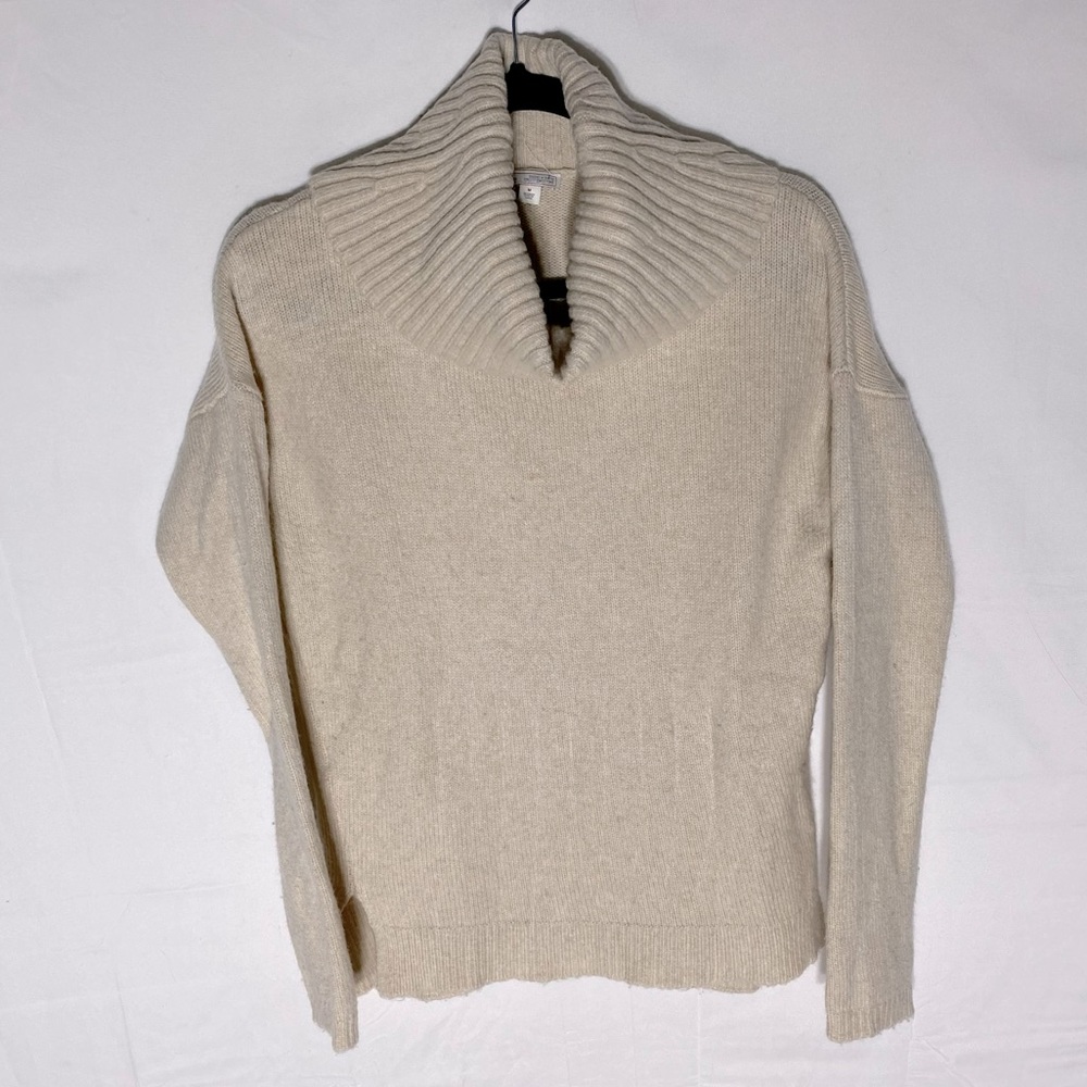 GAP Cream Wool Blend Ribbed Knit Cowl Neck Sweater M